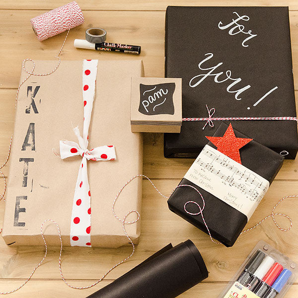 Custom Chalkboard and Kraft Paper Gift Wrap by Christen Olivarez