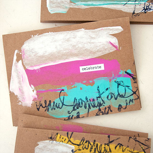 Paint Smeared Greeting Cards Project