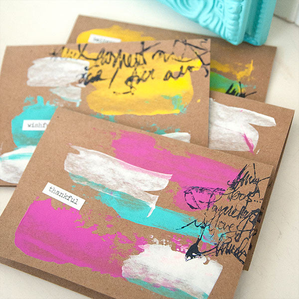 Paint Smeared Greeting Cards Project