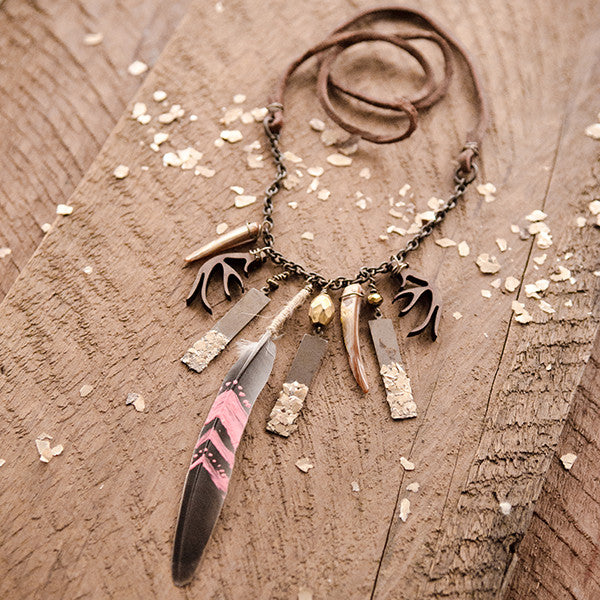 Mica and Feather Necklace Project by Johanna Love