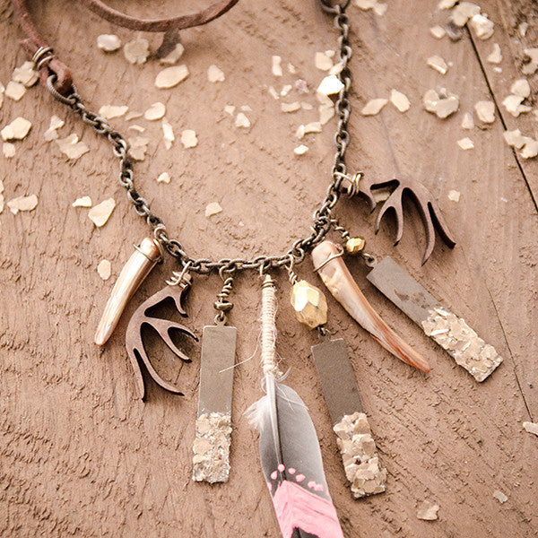 Mica and Feather Necklace Project by Johanna Love