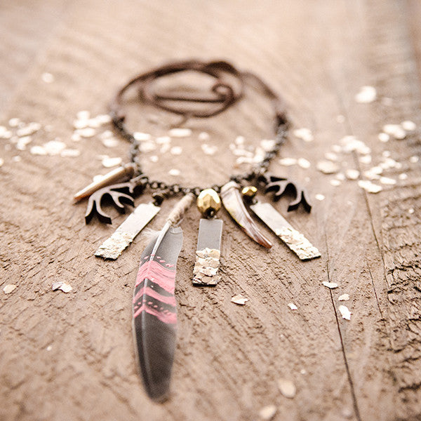 Mica and Feather Necklace Project by Johanna Love