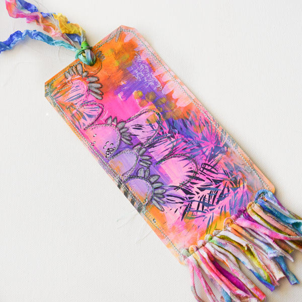 Stitched & Stenciled Tag by Rae Missigman
