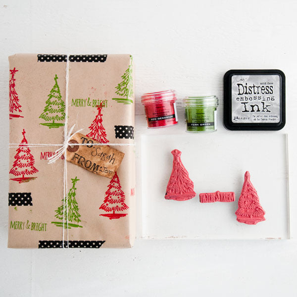 O Christmas Tree: Stamped and Embossed Wrapping Paper Project