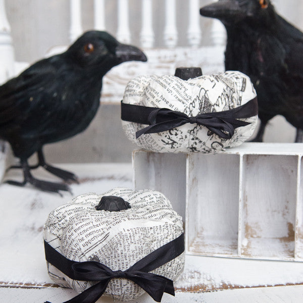 Black & White Decoupage Pumpkins