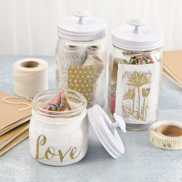 Get Organized: White and Gold Embossed Jars