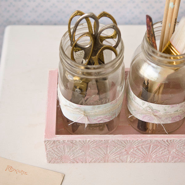 Shabby Chic Desk Décor Part 2: Desktop Storage with Mason Jars