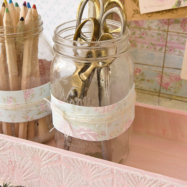 Shabby Chic Desk Décor Part 2: Desktop Storage with Mason Jars