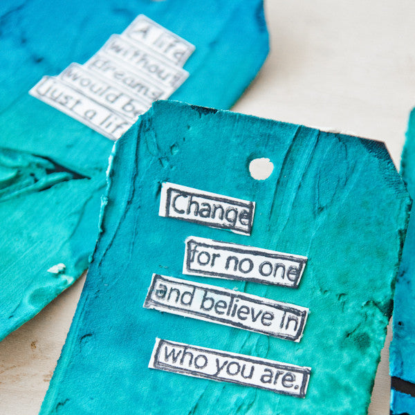 Ocean Blues Spray Ink Tags Project