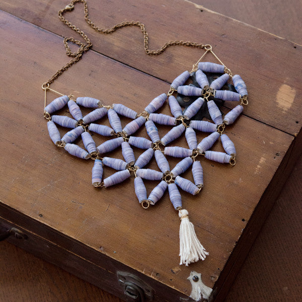 Purple Paper Beads Necklace Project