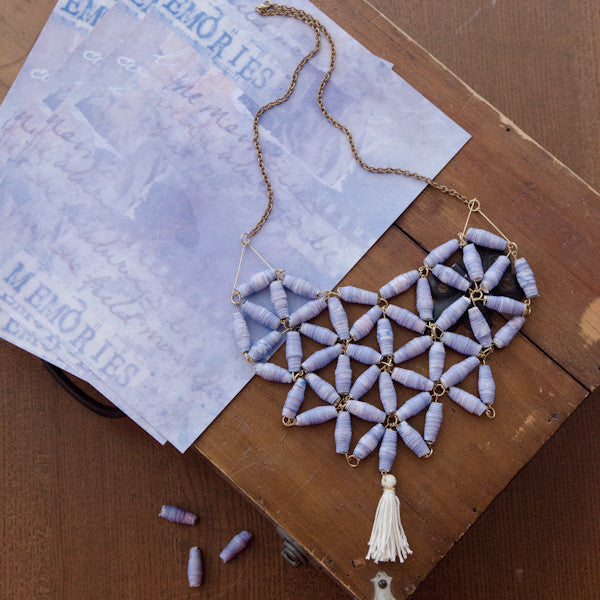 Purple Paper Beads Necklace Project