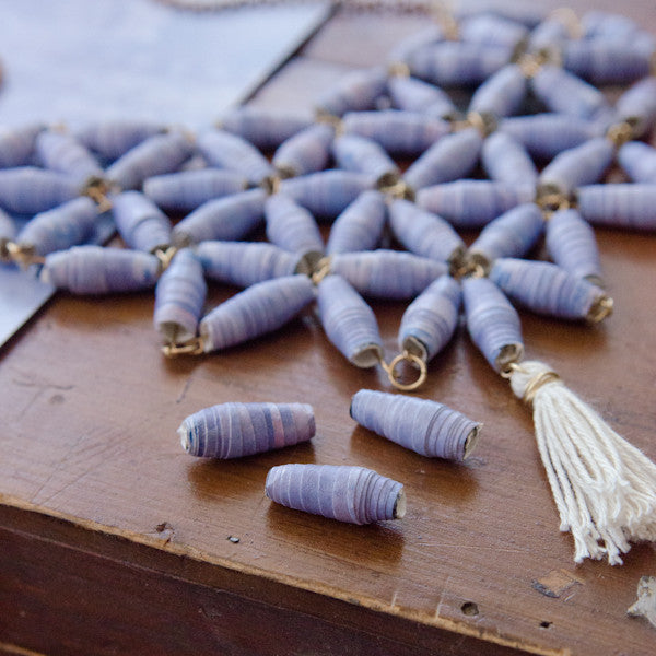 Purple Paper Beads Necklace Project