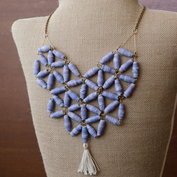 Purple Paper Beads Necklace Project