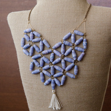 Purple Paper Beads Necklace Project