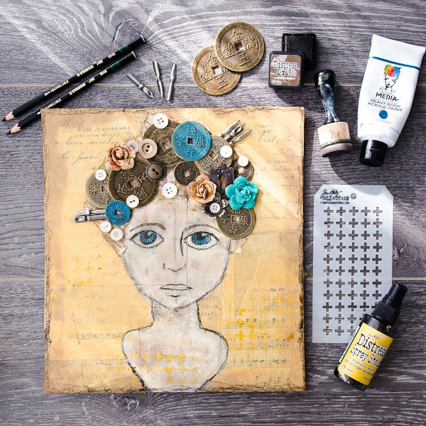 Good Thoughts Girl Mixed-Media Canvas