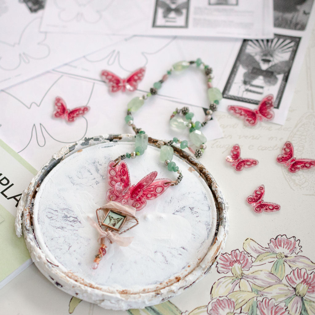 Shrink Plastic Butterfly Template Necklace by Johanna Love