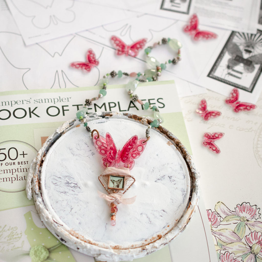 Shrink Plastic Butterfly Template Necklace by Johanna Love