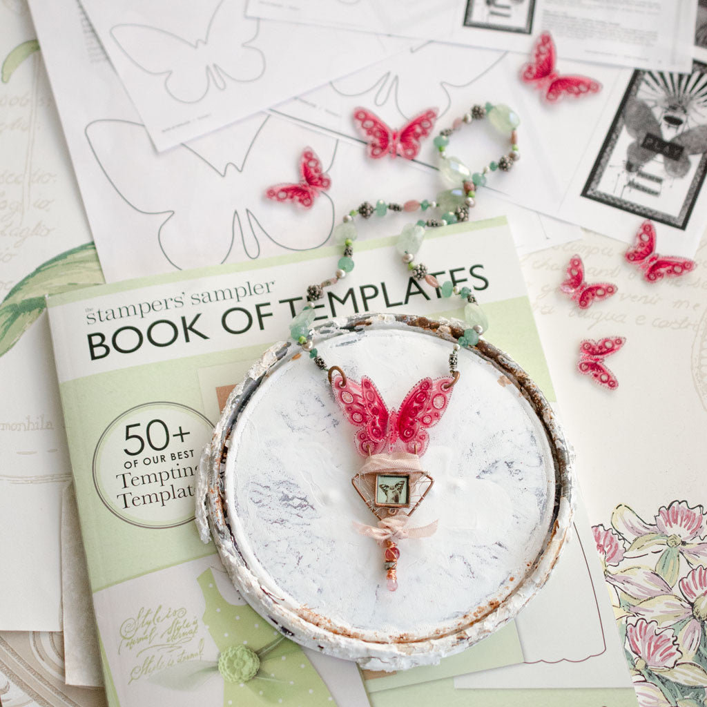 Shrink Plastic Butterfly Template Necklace by Johanna Love