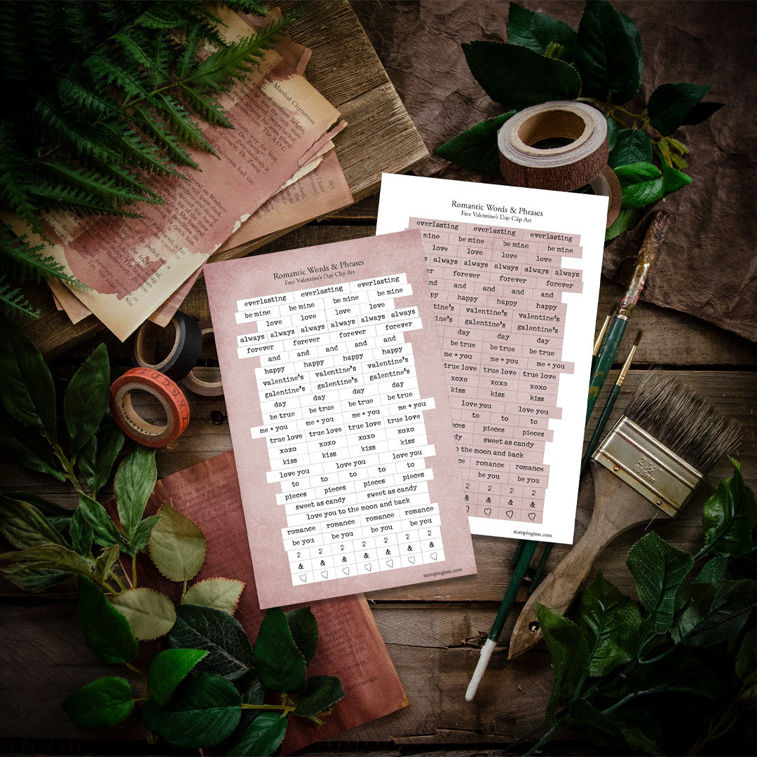 Romantic Words & Phrases FREE Printable Clip Art